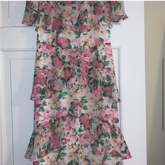 WAYF Off Shoulder Floral Ruffle Midi Dress Size M - Picture 5 of 8